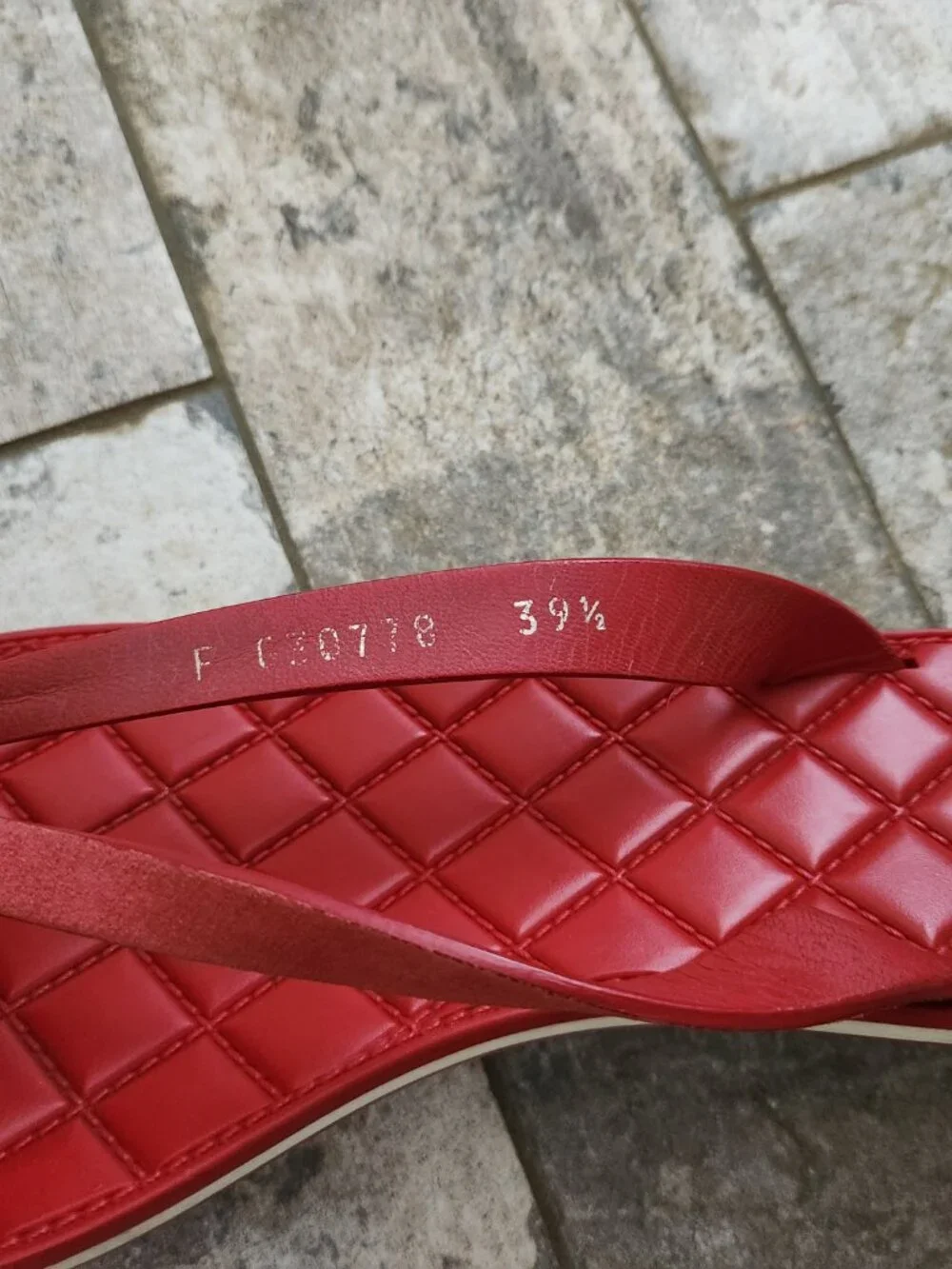 Chanel Red Quilted Flat Thong Sandals